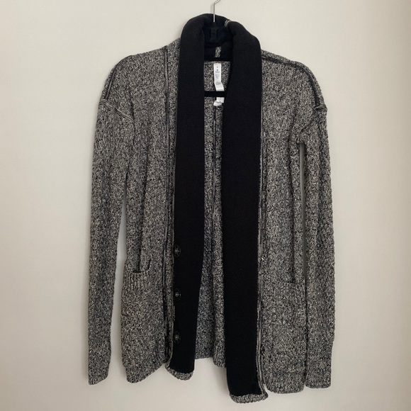 Lululemon Post Practice Cardigan Wrap Sweater Heathered Grey Black 4 - Picture 2 of 5
